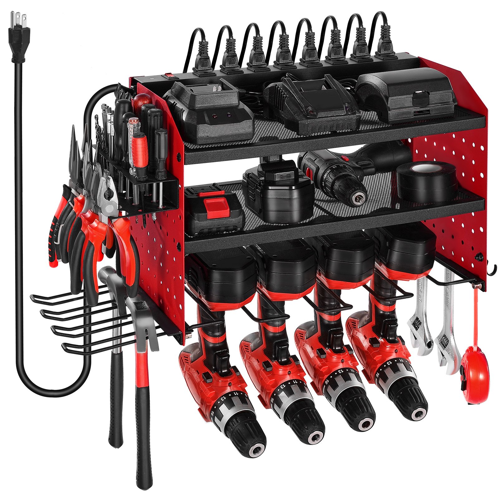 Power Tools Rack - Power Tool Organizer With Charging Station,