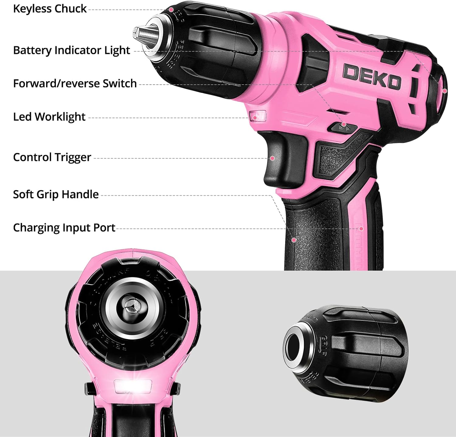 126 Pcs Pink Cordless Drill Se - огляд і ціна Power Tools Pink