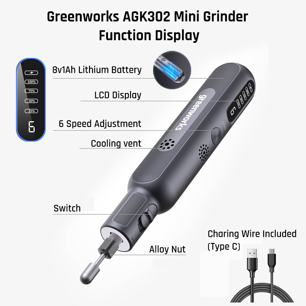 Greenworks 8V Mini Grinder 52p - огляд і ціна Power Tools Pink