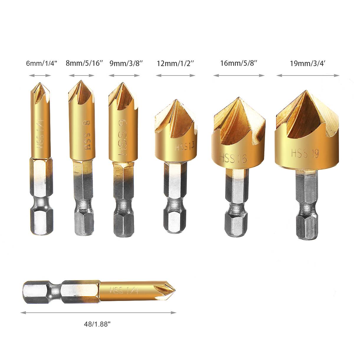 6 Pcs 6mm-19mm 5 Flute HSS Cou - огляд і ціна Power Tools Quotes